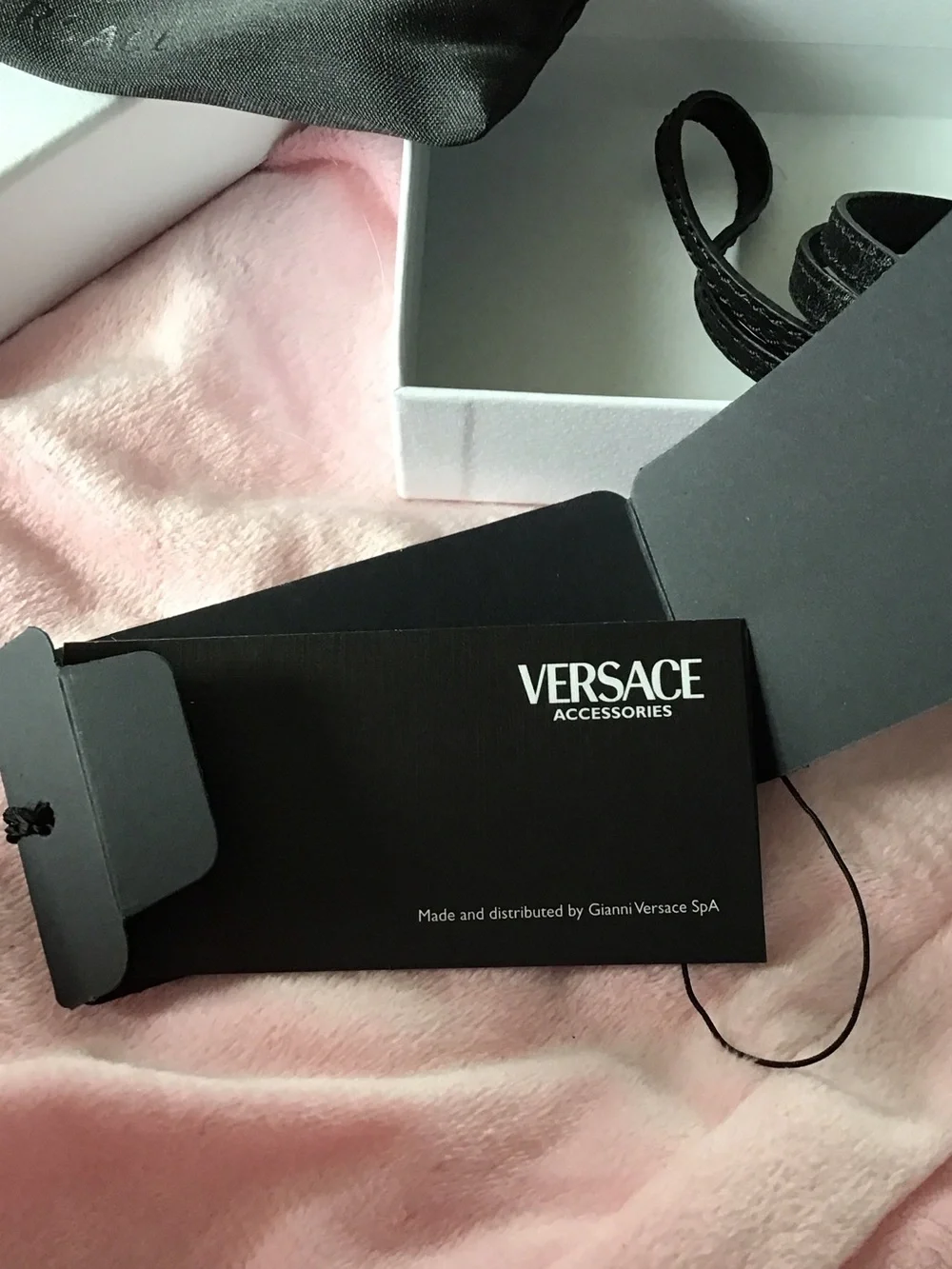 New Versace Black Leather Strap For Mobile Phone 💯 Authentic